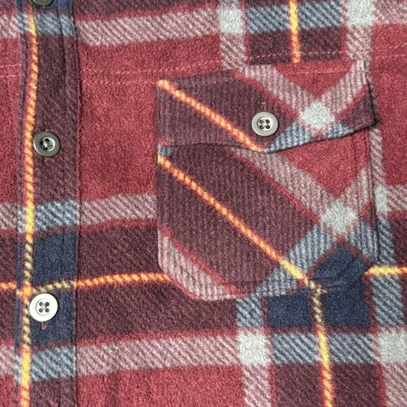 Freedom Foundry Men's Plaid Fleece Button Down Shirt Large Burgundy - Picture 4 of 9